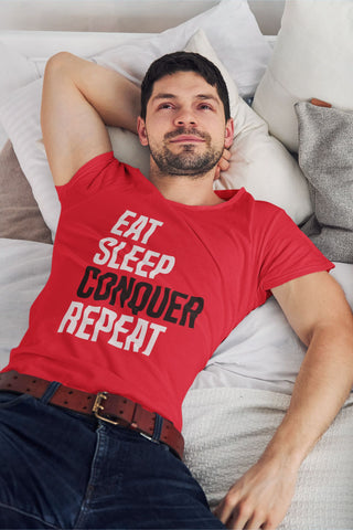 eat sleep conquer repeat t-shirt